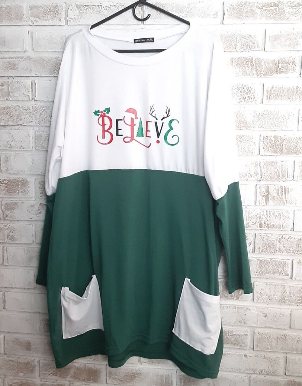 Noracora Christmas Tunic/ Dress sz XL "Believe" Fun & Festive